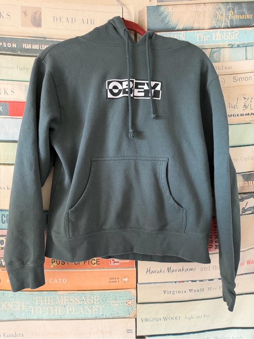Obey Boys Hooded Pullover Sweatshirt in Slate Teal